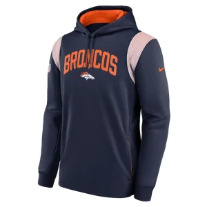 Denver broncos nike sideline athletic stack performance pullover hoodie Navy M