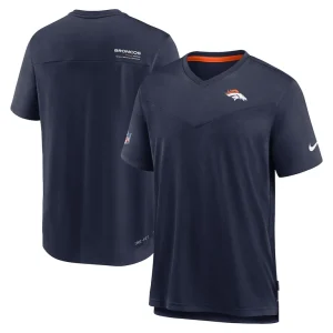 Denver broncos nike sideline coach chevron lock up logo v neck performance t shirt Navy