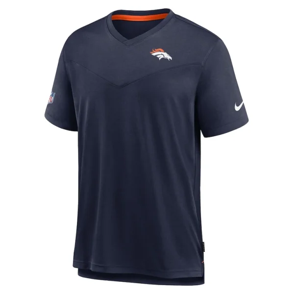 Denver broncos nike sideline coach chevron lock up logo v neck performance t shirt Navy S