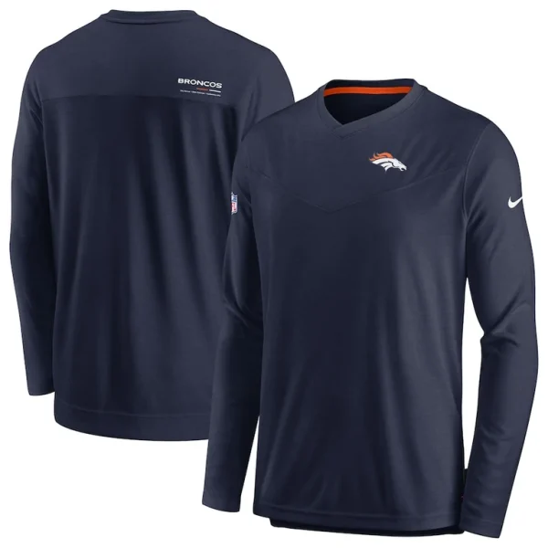 Denver broncos nike sideline coach chevron lock up long sleeve v neck performance t shirt Navy