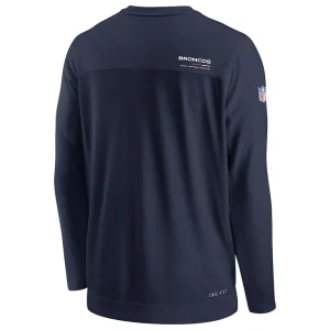 Denver broncos nike sideline coach chevron lock up long sleeve v neck performance t shirt Navy L
