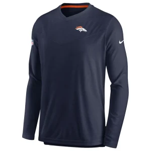 Denver broncos nike sideline coach chevron lock up long sleeve v neck performance t shirt Navy M