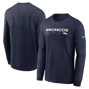 Denver broncos nike sideline infograph lock up performance long sleeve t shirt Navy