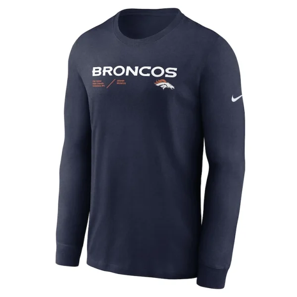 Denver broncos nike sideline infograph lock up performance long sleeve t shirt Navy S