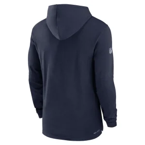 Denver broncos nike sideline performance long sleeve hoodie t shirt Navy L