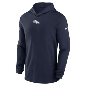 Denver broncos nike sideline performance long sleeve hoodie t shirt Navy M