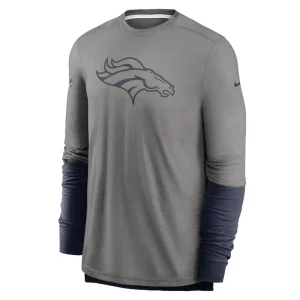 Denver broncos nike sideline player performance long sleeve t shirt Heathered graynavy M