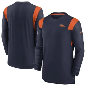 Denver broncos nike sideline tonal logo performance player long sleeve t shirt Navy