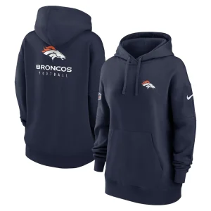 Denver broncos nike womens 2023 sideline club fleece pullover hoodie Navy