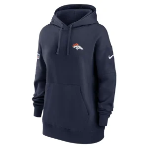 Denver broncos nike womens 2023 sideline club fleece pullover hoodie Navy S