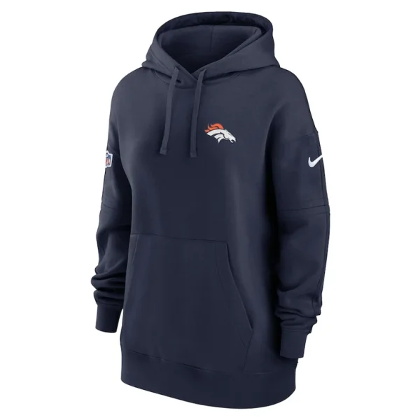 Denver broncos nike womens 2023 sideline club fleece pullover hoodie Navy S