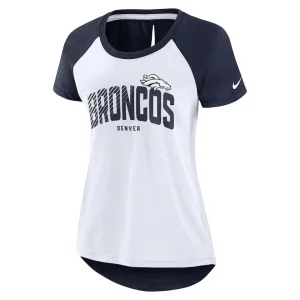 Denver broncos nike womens back slit lightweight fashion t shirt Whiteheather scarlet S