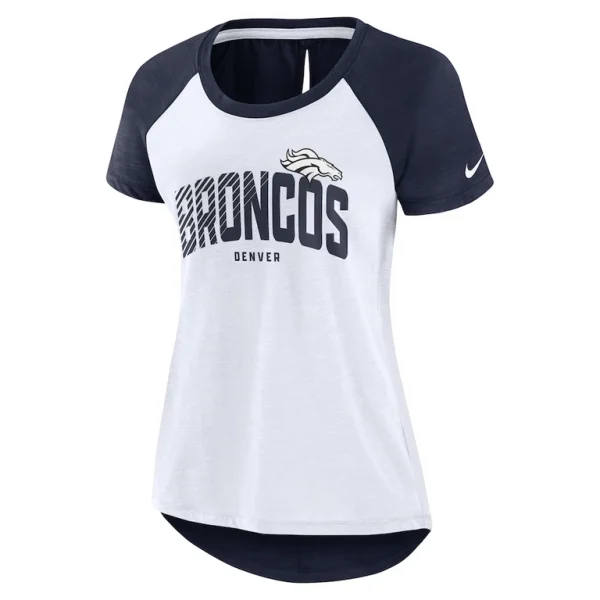 Denver broncos nike womens back slit lightweight fashion t shirt Whiteheather scarlet S