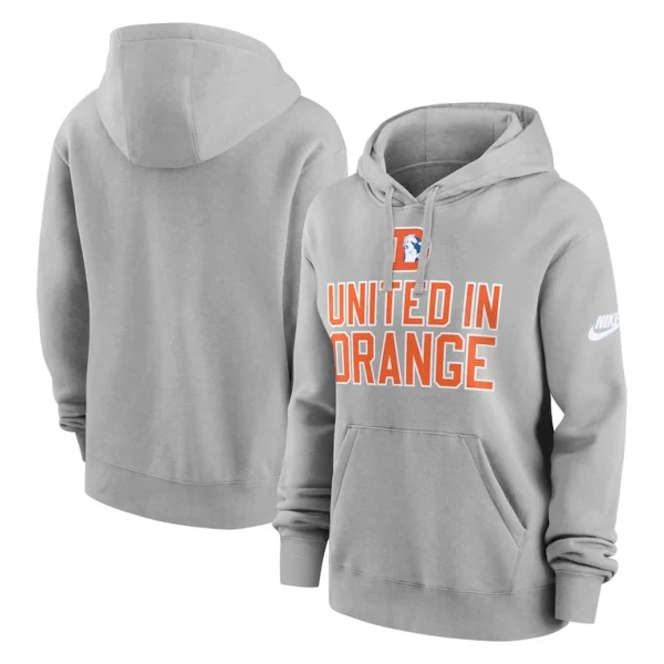 Denver broncos nike womens club logo pullover hoodie Heather gray