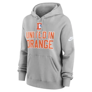 Denver broncos nike womens club logo pullover hoodie Heather gray M