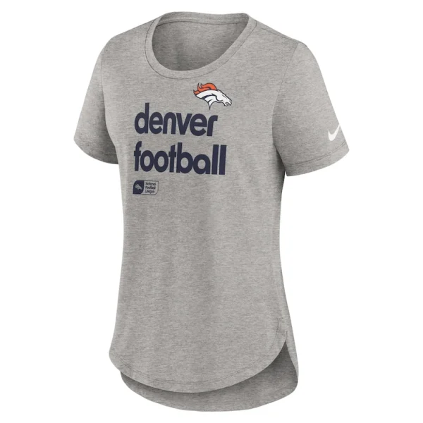Denver broncos nike womens fashion tri blend t shirt Heather gray S