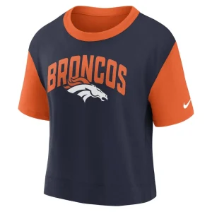 Denver broncos nike womens high hip fashion t shirt Orangenavy S