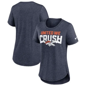 Denver broncos nike womens local fashion tri blend t shirt Heather navy