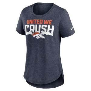 Denver broncos nike womens local fashion tri blend t shirt Heather navy S