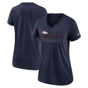 Denver broncos nike womens lock up tri blend v neck t shirt Heathered navy