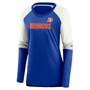 Denver broncos nike womens mascot historic performance tri blend raglan scoop neck long sleeve t shirt Royalcream S