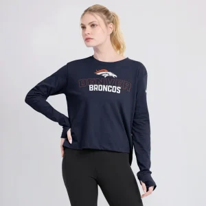 Denver broncos nike womens modest crop performance long sleeve t shirt Navy L
