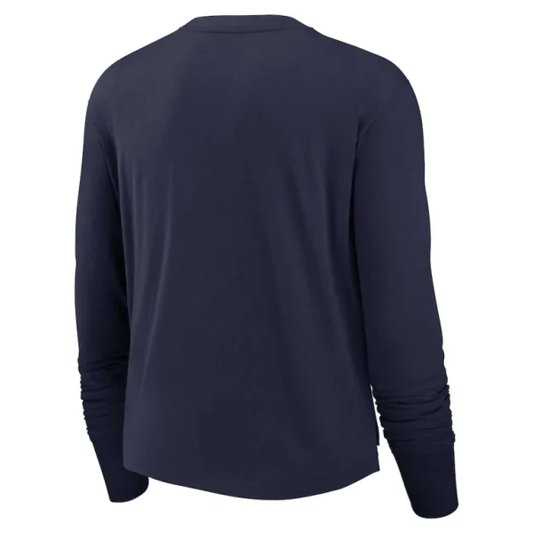 Denver broncos nike womens modest crop performance long sleeve t shirt Navy M