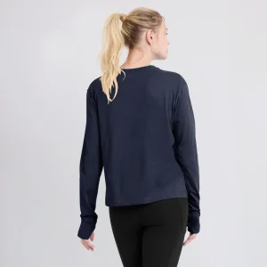 Denver broncos nike womens modest crop performance long sleeve t shirt Navy XL