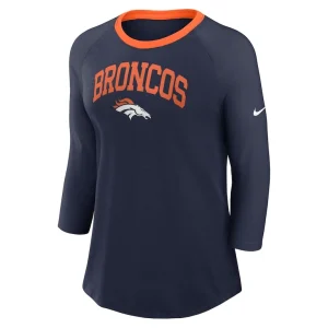 Denver broncos nike womens raglan 34 sleeve t shirt Navy S