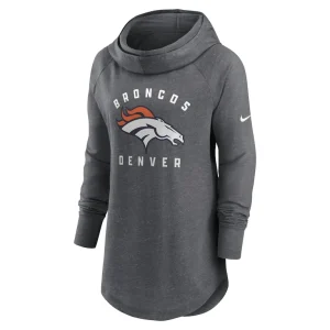 Denver broncos nike womens raglan funnel neck pullover hoodie Heather charcoal S