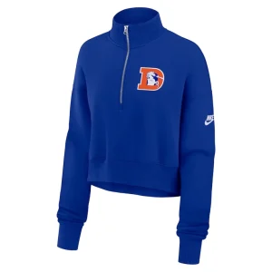 Denver broncos nike womens rewind phoenix half zip sweatshirt Royal S