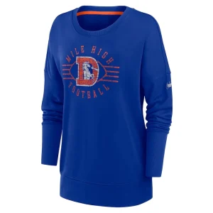 Denver broncos nike womens rewind playback icon performance pullover sweatshirt Royal S