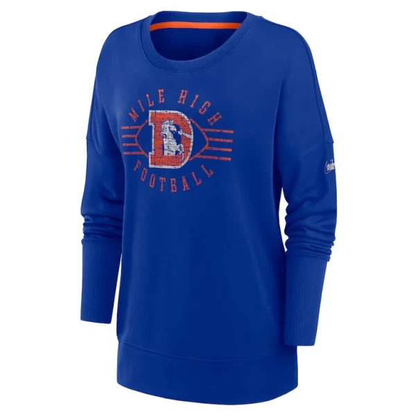 Denver broncos nike womens rewind playback icon performance pullover sweatshirt Royal S