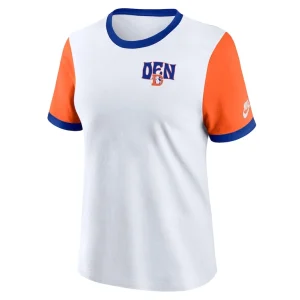 Denver broncos nike womens rewind ringer t shirt Whiteorange S