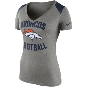 Denver broncos nike womens stadium football v neck performance t shirt Gray