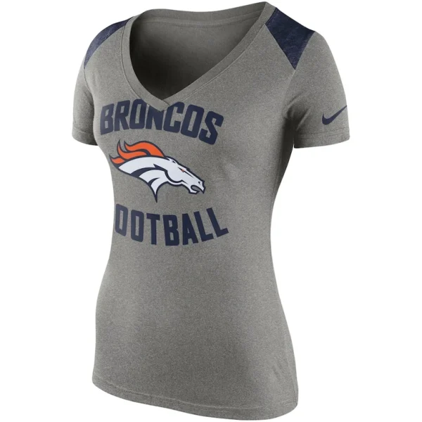 Denver broncos nike womens stadium football v neck performance t shirt Gray
