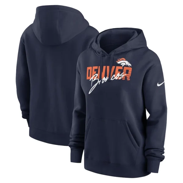 Denver broncos nike womens wordmark club fleece pullover hoodie Navy