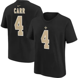 Derek carr new orleans saints nike youth player name number t shirt Black
