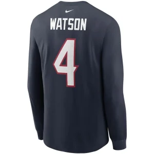 Deshaun watson houston texans nike player name number long sleeve t shirt Navy L