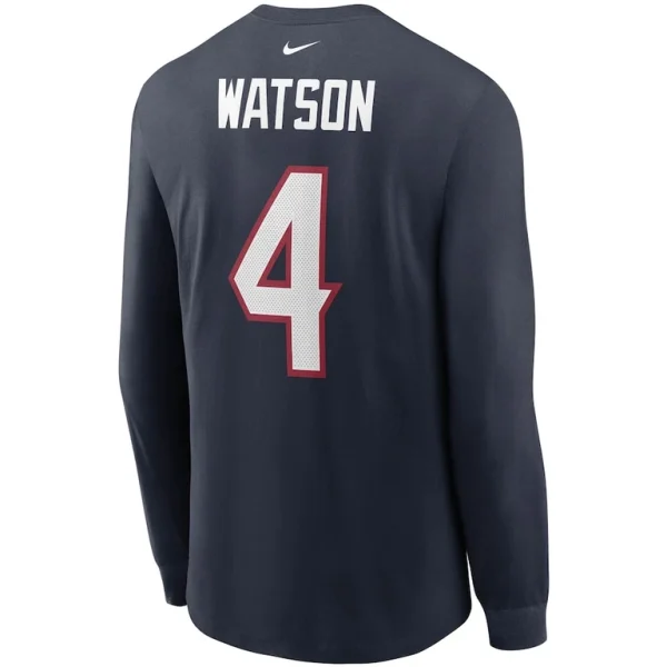 Deshaun watson houston texans nike player name number long sleeve t shirt Navy L