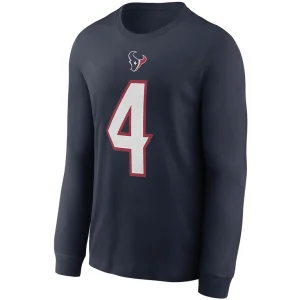 Deshaun watson houston texans nike player name number long sleeve t shirt Navy M