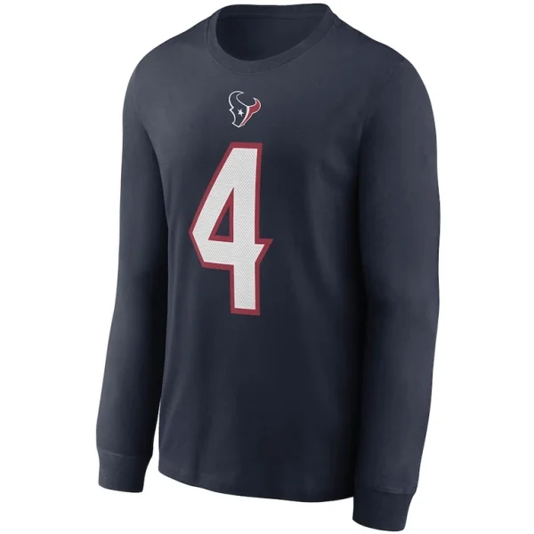 Deshaun watson houston texans nike player name number long sleeve t shirt Navy M