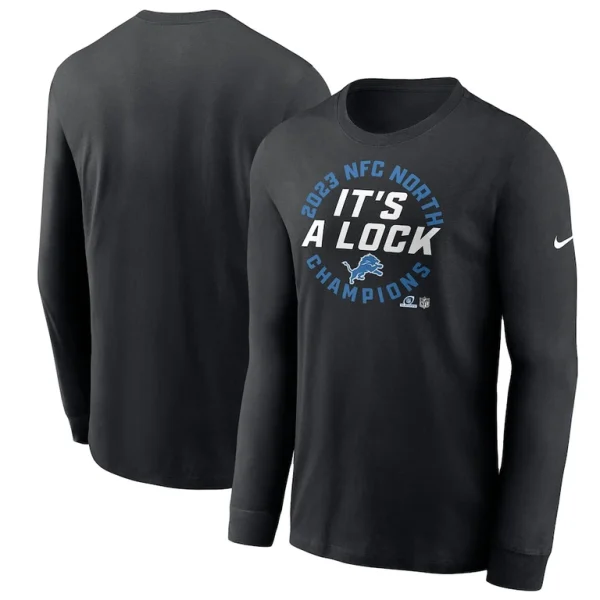 Detroit lions nike 2023 nfc north division champions locker room trophy collection long sleeve t shirt Black
