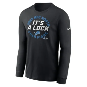 Detroit lions nike 2023 nfc north division champions locker room trophy collection long sleeve t shirt Black M