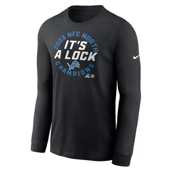 Detroit lions nike 2023 nfc north division champions locker room trophy collection long sleeve t shirt Black M