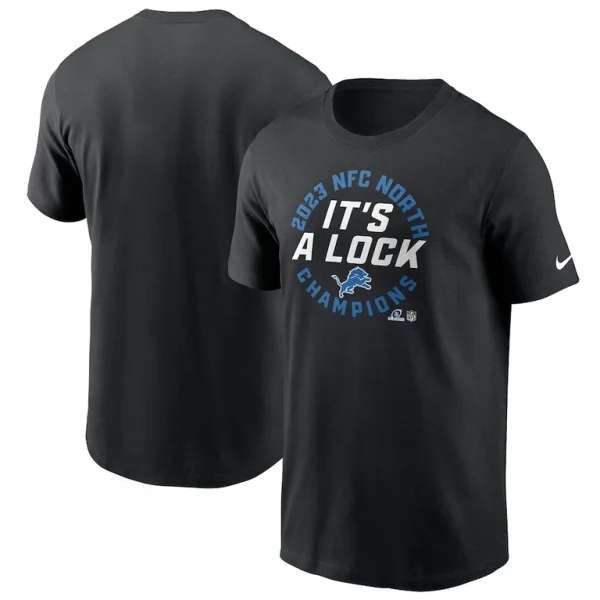 Detroit lions nike 2023 nfc north division champions locker room trophy collection t shirt Black