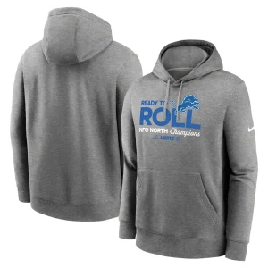 Detroit lions nike 2024 nfc north division champions locker room trophy collection pullover hoodie Heather gray