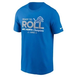 Detroit lions nike 2024 nfc north division champions locker room trophy collection t shirt Blue M