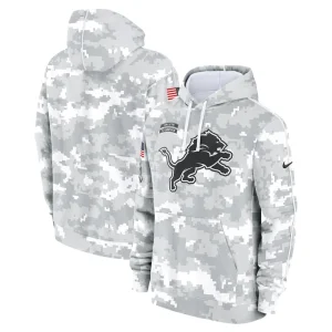 Detroit lions nike 2024 salute to service club fleece pullover hoodie Arctic camo