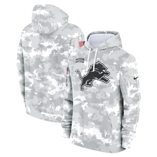 Detroit lions nike 2024 salute to service club fleece pullover hoodie Arctic camo